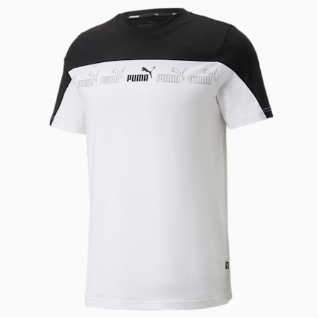 Around the Block T-shirt voor heren, Puma White-Black, small