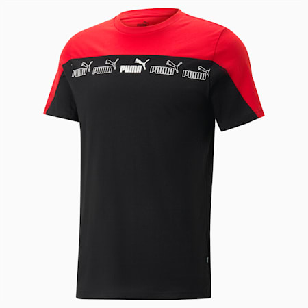 Around the Block T-shirt voor heren, For All Time Red-Puma Black, small