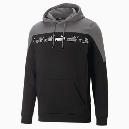 Around the Block hoodie voor heren, Puma Black-Castlerock, small