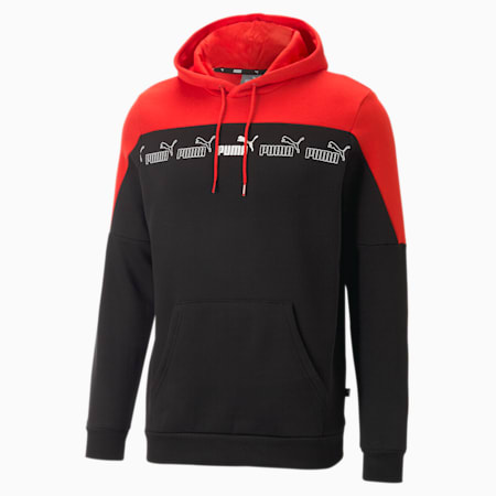 Hoodie Around the Block Homme, Puma Black-High Risk Red, small