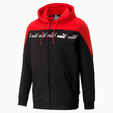 Around the Block Reißverschluss-Hoodie Herren, Puma Black-High Risk Red, small