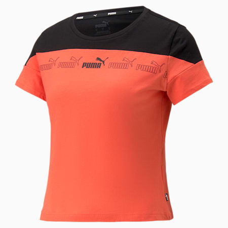 Around the Block T-shirt voor dames, Salmon-Black, small