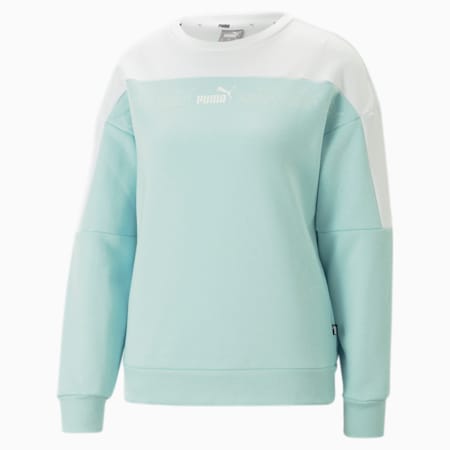 Sweat à col rond Around the Block Femme, Light Aqua-Puma White, small