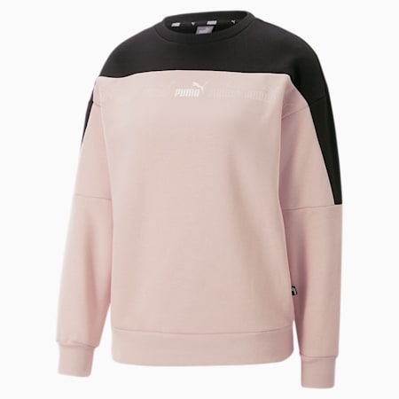 Around the Block Crew Neck Sweatshirt Women, Rose Quartz-Puma Black, small