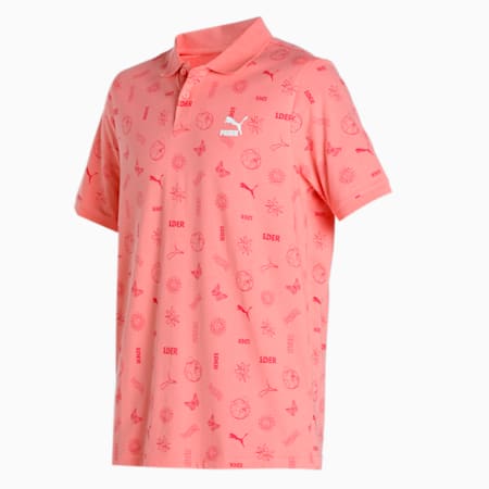 PUMAx1DER FeelGood Men's AOP Polo T-Shirt, Carnation Pink, small-IND