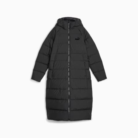 Women's Long Hooded Down Coat, PUMA Black, small