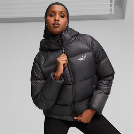 Women's Hooded Ultra Down Puffer Jacket, PUMA Black, small
