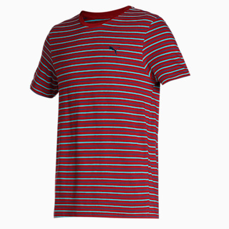 PUMA Men's Stripe T-Shirt & Shorts Set, Rhubarb-Dark Denim, small-IND
