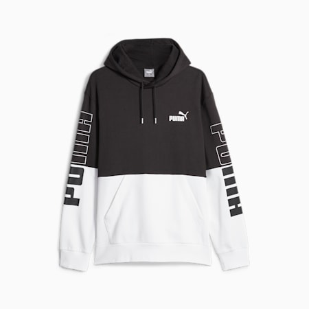 PUMA POWER Colourblock Men's Hoodie, PUMA Black-PUMA White, small-AUS