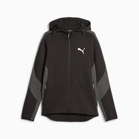 EVOSTRIPE Full-Zip Men's Hoodie, PUMA Black, small-AUS