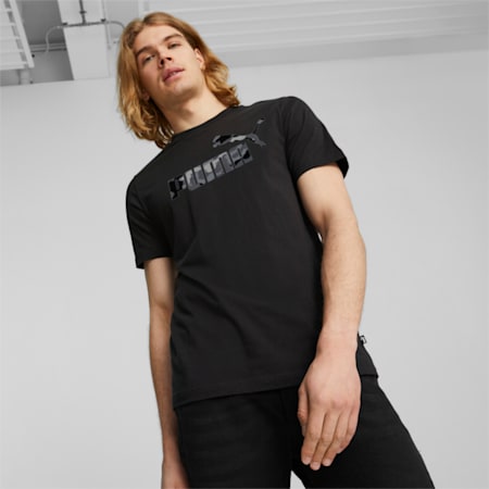 ESS+ CAMO Men's Graphic Tee, PUMA Black, small-THA