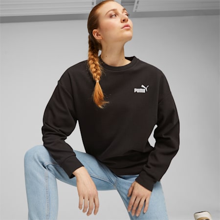 Essentials Elevated Women's Sweatshirt, PUMA Black, small-AUS