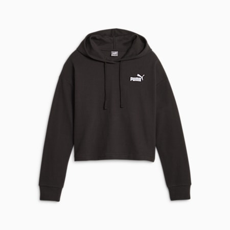 ESS+ Women's Cropped Hoodie, PUMA Black, small-AUS