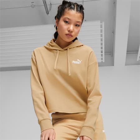 ESS+ Women's Cropped Hoodie, Sand Dune, small-AUS