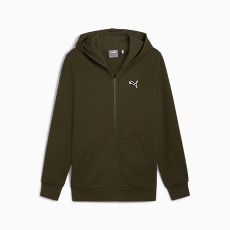 Hoodie Full-Zip Pria Better Essentials, Dark Olive, small-IDN