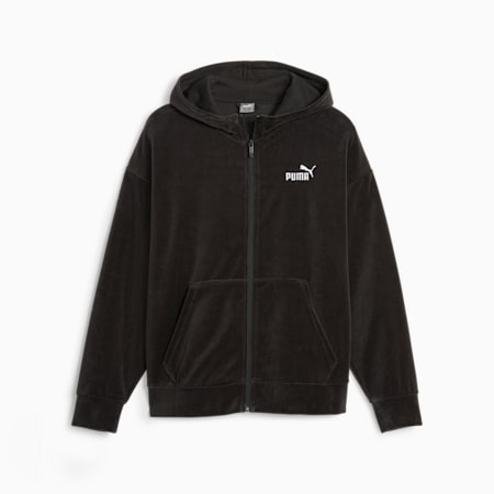 Essentials Elevated Women's Full Zip Hoodie, PUMA Black, small