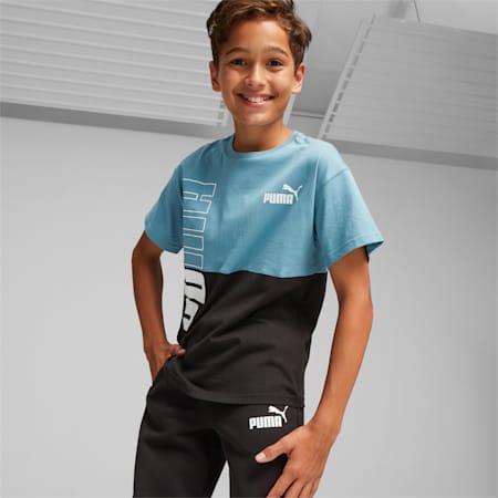 PUMA POWER Colorblock Youth Tee, Bold Blue, small