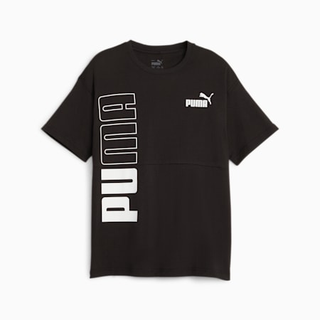 T-shirt PUMA POWER a blocchi di colore da ragazzo, PUMA Black-PUMA Black, small