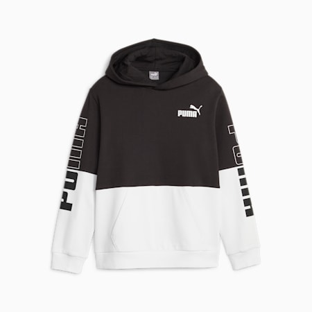 PUMA POWER Colourblock Hoodie - Boys 8-16 years, PUMA Black, small-NZL