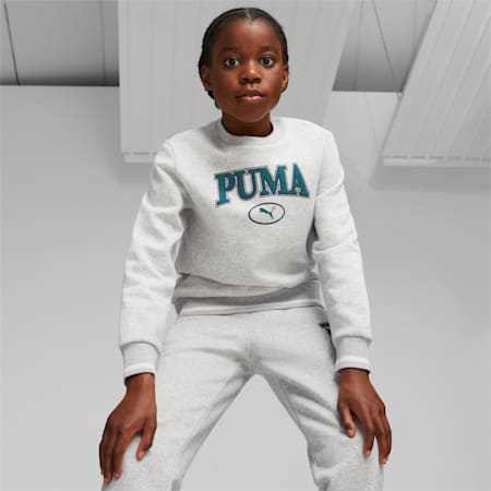 PUMA SQUAD Youth Sweatshirt, Light Gray Heather, small
