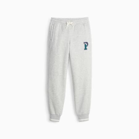 PUMA SQUAD Fleece Sweatpants - Youth 8-16 years, Light Gray Heather, small-AUS