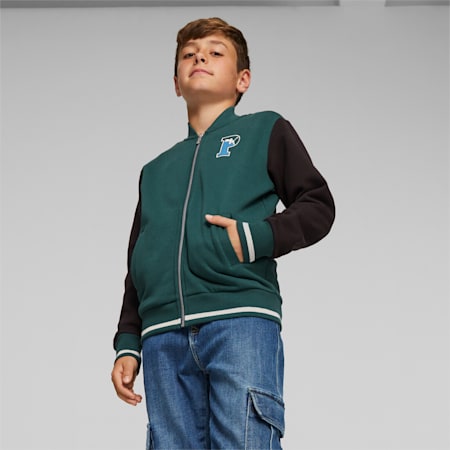 PUMA SQUAD Bomber Jacket - Youth 8-16 years, Malachite, small-AUS