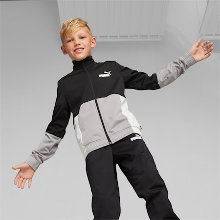 Colorblock Youth Poly Suit, PUMA Black, small