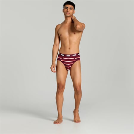 Stretch Stripe Men's Briefs Pack of 2 with EVERFRESH Technology, Grape Wine-Chili Oil, small-IND