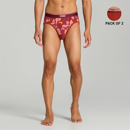 Stretch AOP Men's  Briefs Pack of 2, Grape Wine-Chili Oil, small-IND