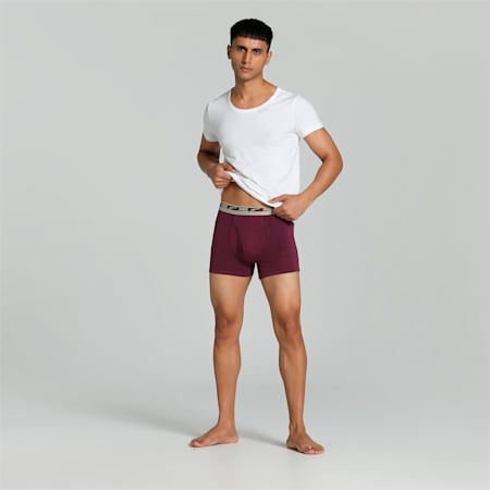 Stretch Plain Men's Trunks Pack of 2 with EVERFRESH Technology, Dark Night-Grape Wine, small-IND