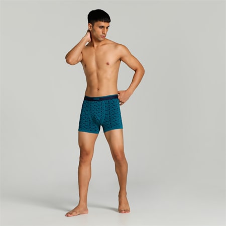 Stretch AOP Men's Trunks Pack of 2 with EVERFRESH Technology, Peacoat-Blue Coral, small-IND