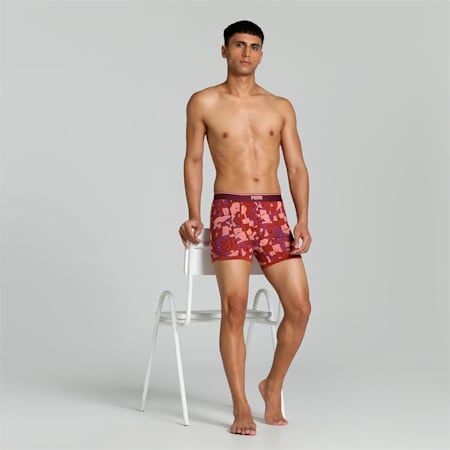 Stretch AOP Men's Trunks Pack of 2 with EVERFRESH Technology, Grape Wine-Chili Oil, small-IND