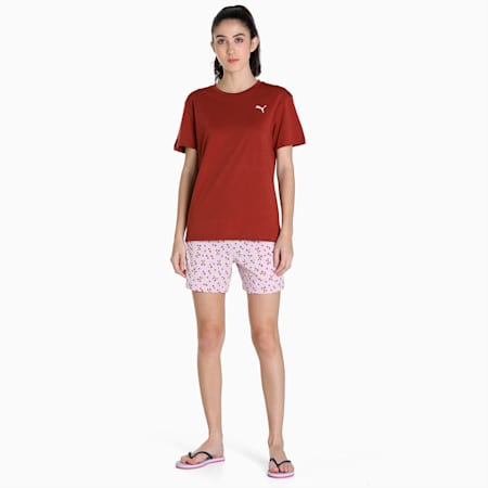 PUMA Women's T-Shirt & Shorts Set, Chili Oil-Winsome Orchid, small-IND