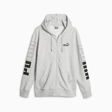 Grey and white puma hoodie sale