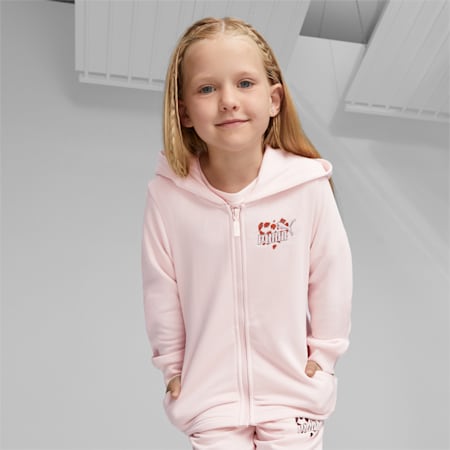เสื้อมีฮู้ดเด็ก Essentials Mix Match Full-Zip Hoodie, Frosty Pink, small-THA