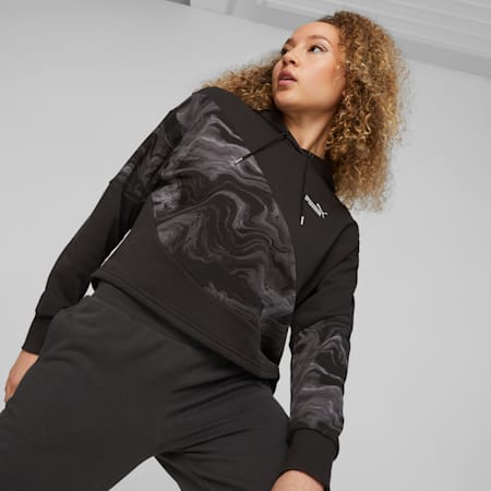 PUMA POWER Marbleised Women's Hoodie, PUMA Black, small