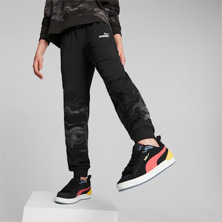 PUMA POWER MARBLEIZED Youth Sweatpants, PUMA Black, small-PHL