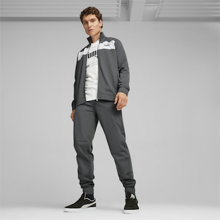 Men's Poly Tracksuit, Mineral Gray, small