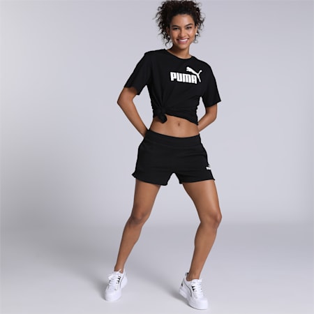 Women's Regular Fit 4" Sweat Shorts, Puma Black, small-IND