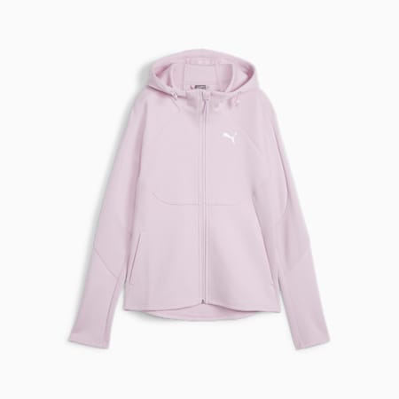EVOSTRIPE hoodie met rits voor dames, Grape Mist, small