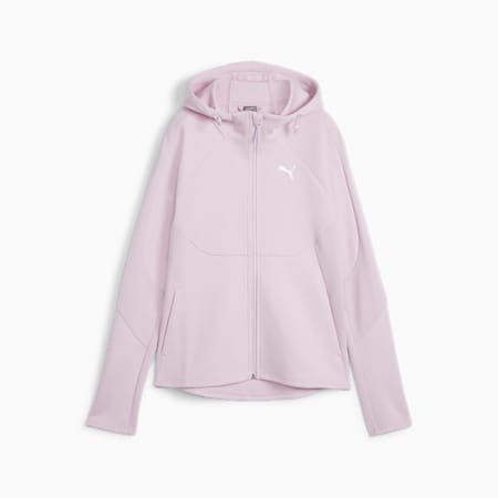 Felpa con zip integrale e cappuccio EVOSTRIPE da donna, Grape Mist, small