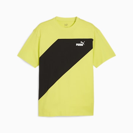 PUMA POWER Colorblock T-Shirt Herren, Lime Sheen, small