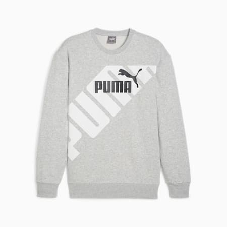 PUMA POWER Men's Graphic Sweatshirt, Light Gray Heather, small-AUS