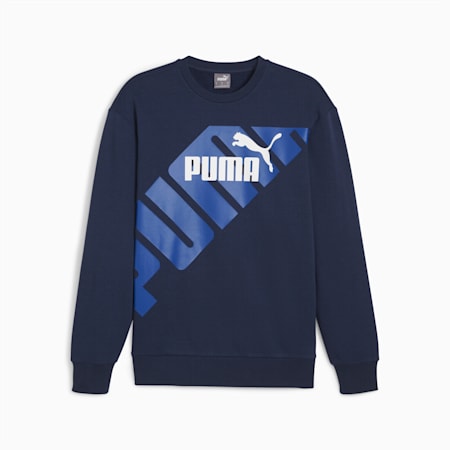PUMA POWER Men's Graphic Sweatshirt, Club Navy, small