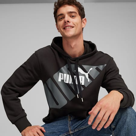 PUMA POWER Men's Graphic Hoodie, PUMA Black, small-AUS