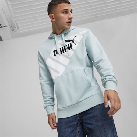 PUMA POWER Men's Graphic Hoodie, Turquoise Surf, small