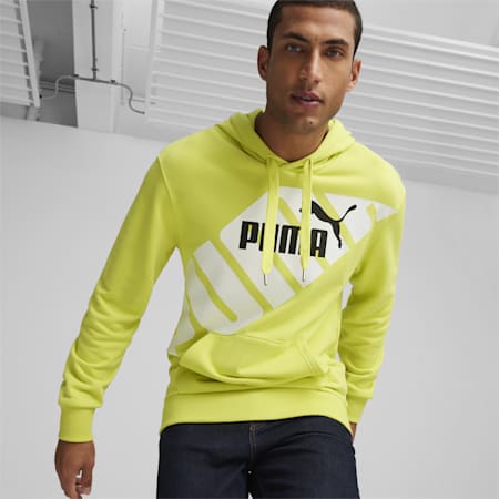 PUMA POWER Men's Graphic Hoodie, Lime Sheen, small