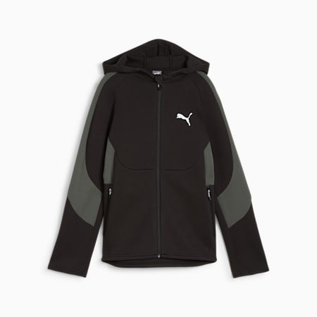 Felpa con cappuccio e zip integrale EVOSTRIPE da ragazzi, PUMA Black, small