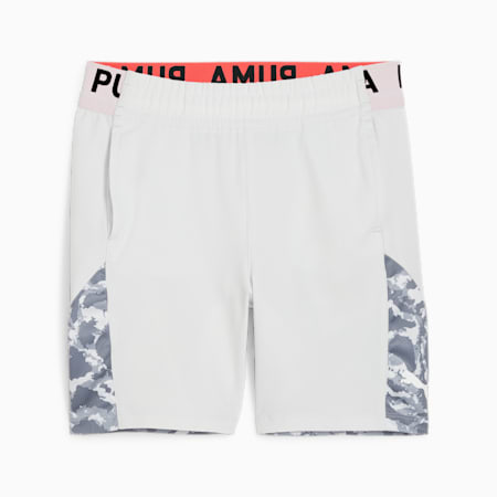 PUMA Training All-Over Print Shorts - Youth 8-16 years, Silver Mist, small-AUS