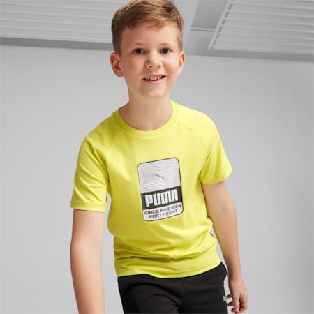 T-shirt grafica ACTIVE SPORTS per ragazzi, Lime Sheen, small